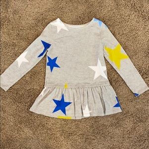Land’s End girls top/tunic, gray with stars